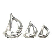 Ridge Road D&eacute;cor 3-Piece Aluminum Sailboat Sculpture Set in Silver