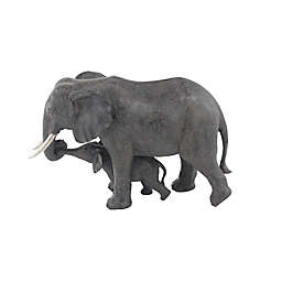 Ridge Road Décor Polystone Elephant Sculpture in Dark Grey