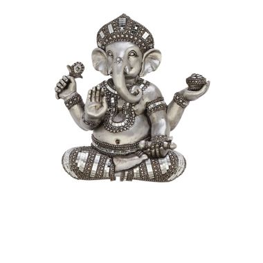 Ridge Road Decor Polystone Ganesh Sculpture in Silver. View a larger version of this product image.