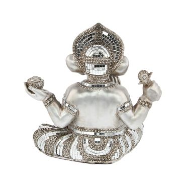 Ridge Road Decor Polystone Ganesh Sculpture in Silver. View a larger version of this product image.