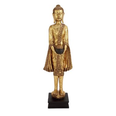 Ridge Road D&eacute;cor Standing Buddha Statue in Gold. View a larger version of this product image.