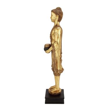 Ridge Road D&eacute;cor Standing Buddha Statue in Gold. View a larger version of this product image.
