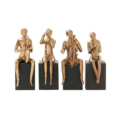 Ridge Road D&eacute;cor 4-Piece Modern Musician Porcelain Sculpture Set in Copper. View a larger version of this product image.