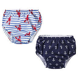 Hudson Baby® 2-Pack Anchors and Lobsters Swim Diapers in Blue