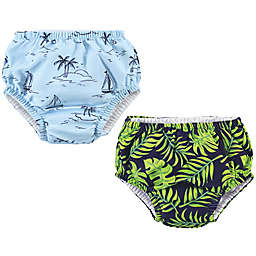 Hudson Baby® 2-Pack Tropical Leaves Swim Diapers in Green