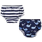 Hudson Baby&reg; 2-Pack Whales Swim Diapers in Blue