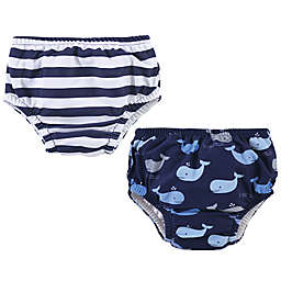 Hudson Baby® 2-Pack Whales Swim Diapers in Blue