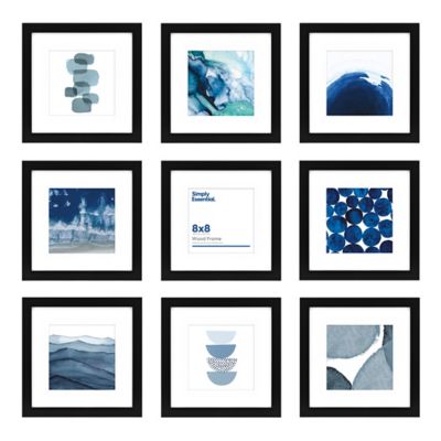 Simply Essential&trade; 9-Piece Gallery 8-Inch x 8-Inch Matted Frame Set in Black