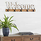 Alternate image 1 for Ridge Road D&eacute;cor Farmhouse Style Welcome Wall Hooks in Brown/White