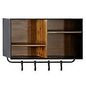 Ridge Road D&eacute;cor Brown Iron Industrial Wall Shelves with Hooks