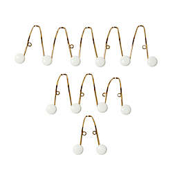 Ridge Road Décor Metal Glam Wall Hooks in Gold/White (Set of 3)