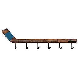 Ridge Road Décor Wood Hockey Stick Eclectic Wall Hook Panel in Brown
