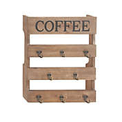 Ridge Road D&eacute;cor Wood Coffee Farmhouse-Style Wall Hook Panel in Brown/Grey