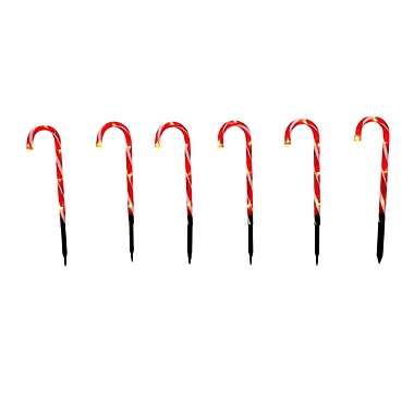 H for Happy&trade; 17.5-Inch LED Candy Cane Pathway Markers in Red/White (Set of 6). View a larger version of this product image.