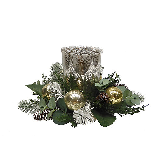 Alternate image 1 for Bee & Willow™ Winter Floral Hurricane Ring Candle Holder