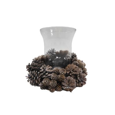 Studio 3B&trade; Floral Pinecone Candle Ring with Hurricane
