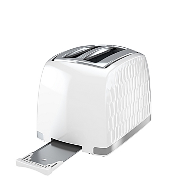 Black &amp; Decker&trade; Honeycomb 2-Slice Toaster in White. View a larger version of this product image.