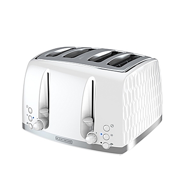Black &amp; Decker&trade; Honeycomb 4-Slice Toaster in White. View a larger version of this product image.