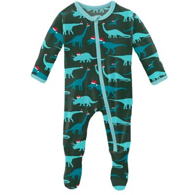 KicKee Pants&reg; Santa Dino Footie Pajama in Green/Blue