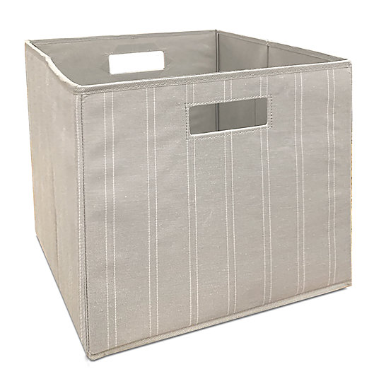 Alternate image 1 for Squared Away™ 13-Inch Collapsible Storage Bin in Linen Stripe