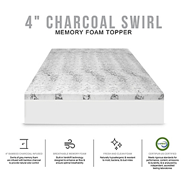 SensorPEDIC&reg; 4&quot; Charcoal Memory Foam California King Mattress Topper. View a larger version of this product image.