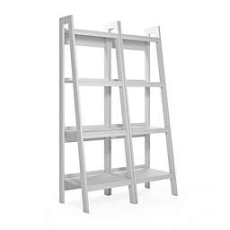Ameriwood Home Lehigh 4-Shelf Ladder Bookcase Bundle in White