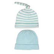 NYGB&trade; 2-Pack Striped Top Knot and Solid Knit Hats in Pastel Blue