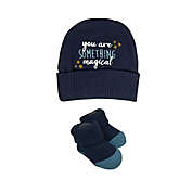 NYGB&trade; Size 0-12M 3-Piece &quot;Something Magical&quot; Hat and Bootie Set in Blue
