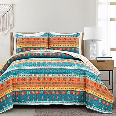 Lush Decor Boho Watercolor 3-Piece Reversible Quilt Set. View a larger version of this product image.