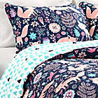 Alternate image 1 for Lush Decor Pixie Fox 3-Piece Reversible Twin Quilt Set in Navy/Pink