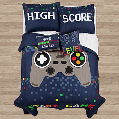 Lush Decor Video Games Reversible Quilt Set in Navy. View a larger version of this product image.
