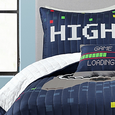 Lush Decor Video Games 5-Piece Reversible Full/Queen Quilt Set in Navy. View a larger version of this product image.