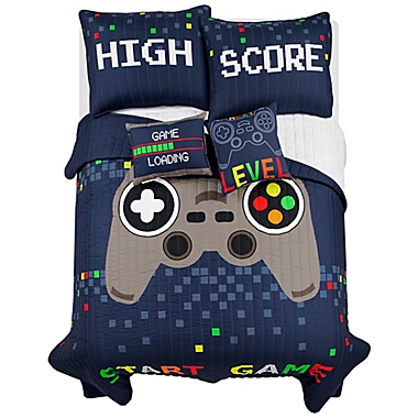Lush Decor Video Games Reversible Quilt Set in Navy. View a larger version of this product image.
