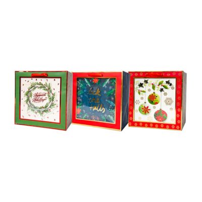 Large Square Shadow Gift Bags with Tissue (Set of 3)