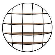 Ridge Road D&eacute;cor Round Iron Industrial Wall Shelves in Light Brown/Black