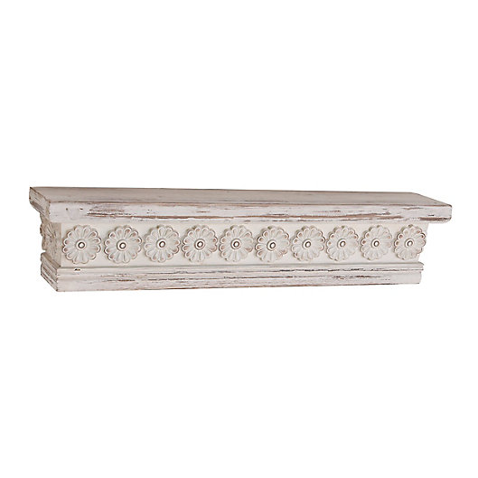 Alternate image 1 for Ridge Road Décor Chinese Fir Wood Vintage Floating Wall Shelf in White