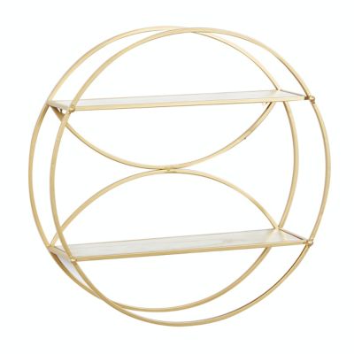 CosmoLiving by Cosmopolitan Floating 21-Inch Metal Wall Shelf in Gold