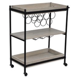 Bee & Willow™ Bar Cart with Wine Rack in Natural/Black