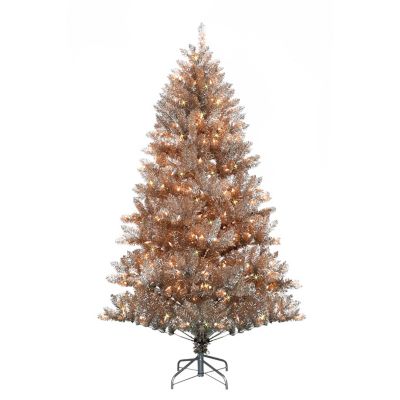 H for Happy&trade; Tinsel Pre-Lit Christmas Tree in Rose Gold with Clear Lights