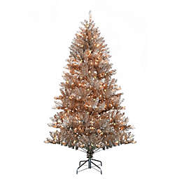 H for Happy™ Tinsel Pre-Lit Christmas Tree in Rose Gold with Clear Lights