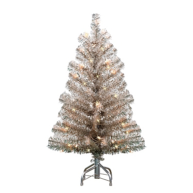 H for Happy&trade; 3-Foot Tinsel Pre-Lit Christmas Tree in Rose Gold with Clear Lights. View a larger version of this product image.