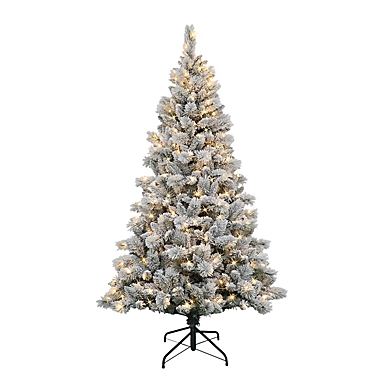 Bee &amp; Willow&trade; 7.5-Foot Flocked Pre-Lit Artificial Christmas Tree in Green/White. View a larger version of this product image.