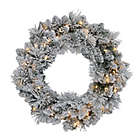 Alternate image 0 for Bee &amp; Willow&trade; 24-Inch Modern Flocked Artificial Pre-Lit LED Wreath in Green/White