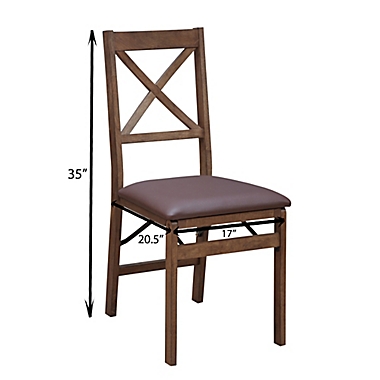 Bee &amp; Willow&trade; Padded Folding Chair in Walnut/Brown Faux Leather. View a larger version of this product image.