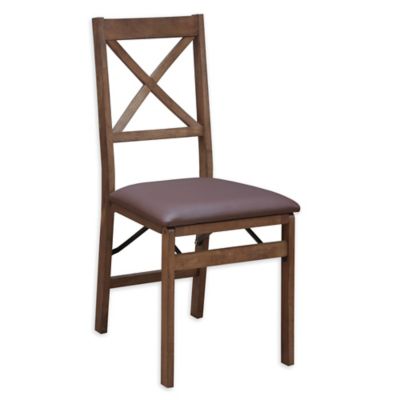 Bee &amp; Willow&trade; Padded Folding Chair in Walnut/Brown Faux Leather