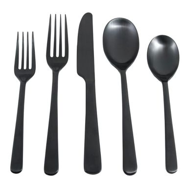 Our Table&trade; Cecil Black Satin 20-Piece Flatware Set. View a larger version of this product image.