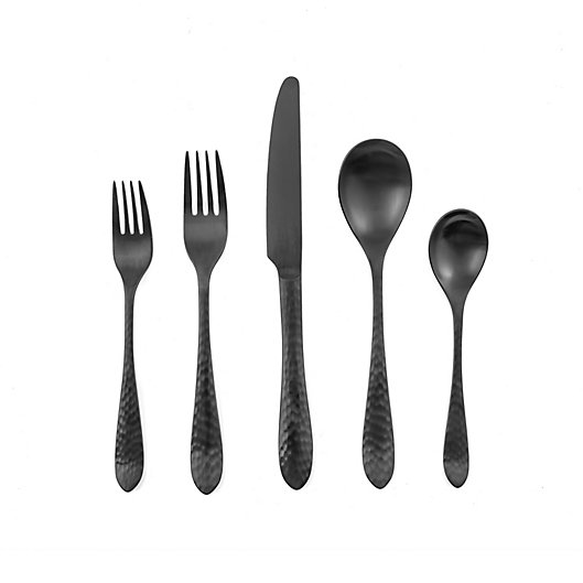 Alternate image 1 for Our Table™ Colby Hammered Black 20-Piece Flatware Set