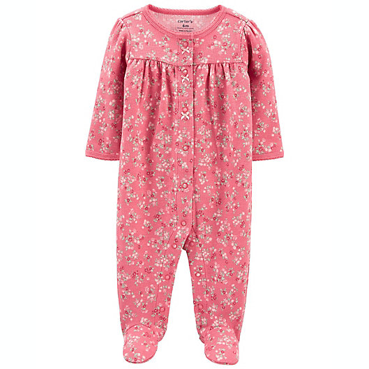 Alternate image 1 for carter's® Floral 2-Way Zip Cotton Sleep & Play with Front Pocket