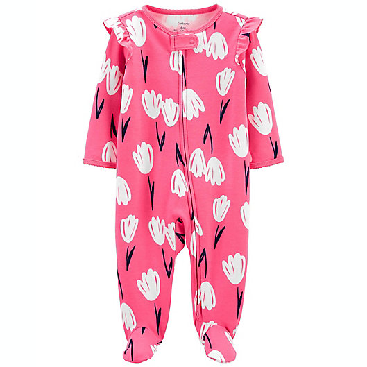 Alternate image 1 for carter's® Floral 2-Way Zip Cotton Sleep & Play in Pink