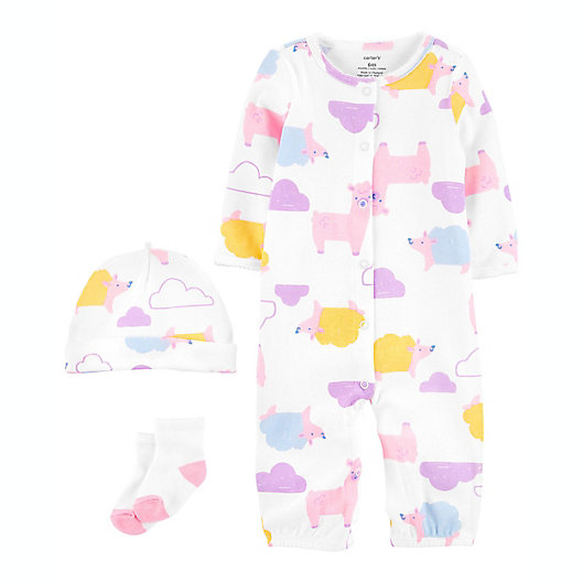 Alternate image 1 for carter's® 4-Piece Take-Me-Home Multicolor Converter Gown, Cap and Socks Set